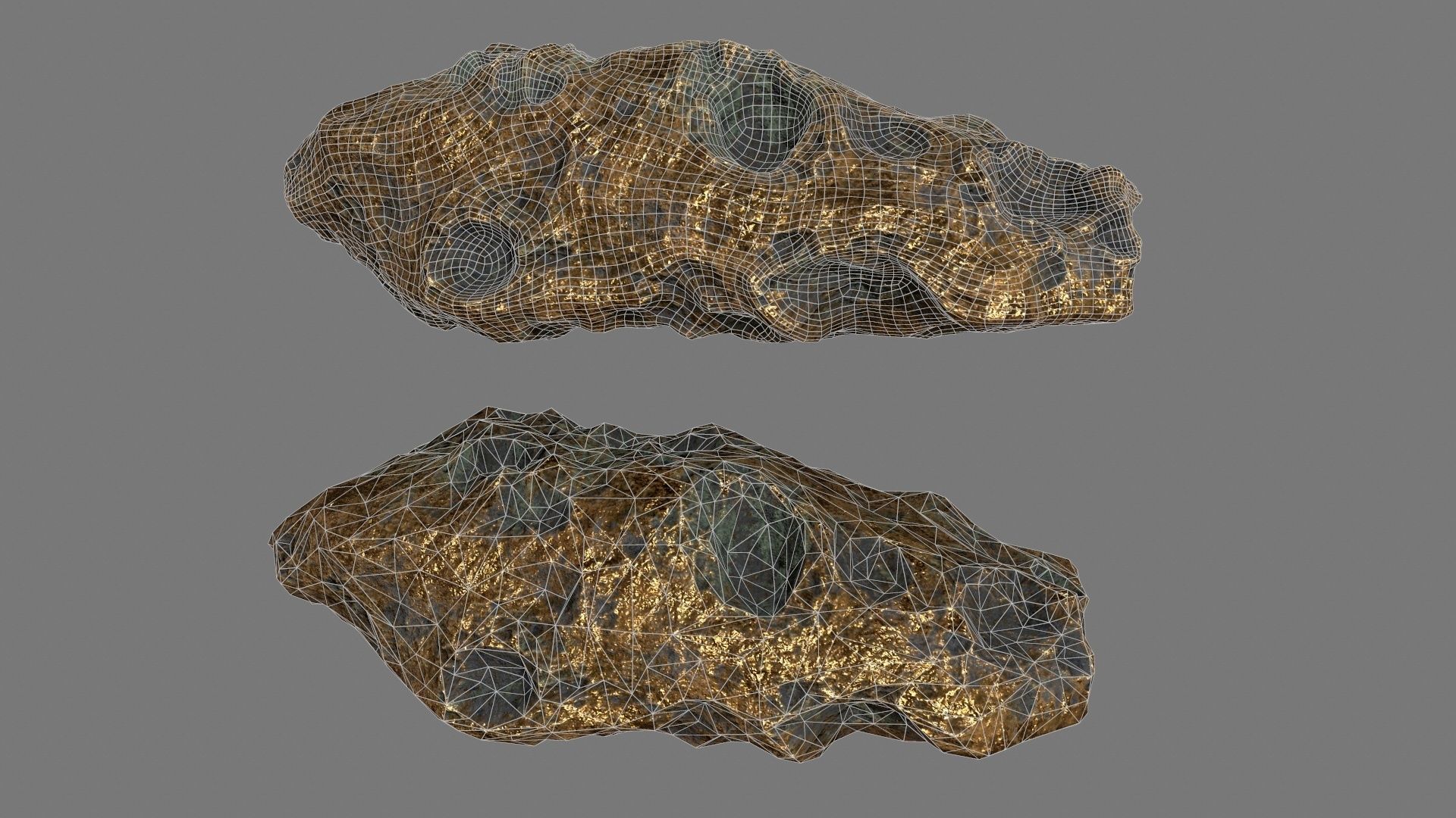 asteroid set gold ball Low-poly 3D model_20