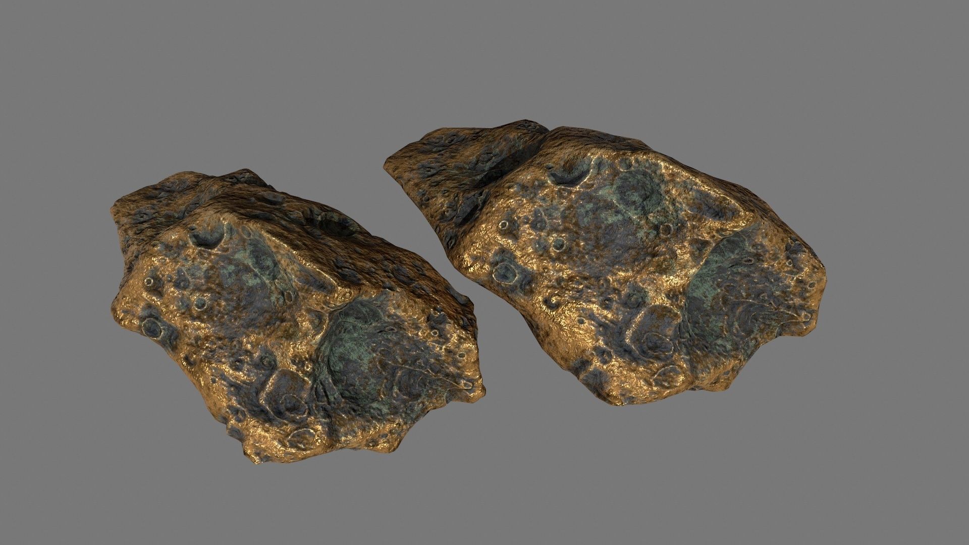 asteroid set gold ball Low-poly 3D model_23