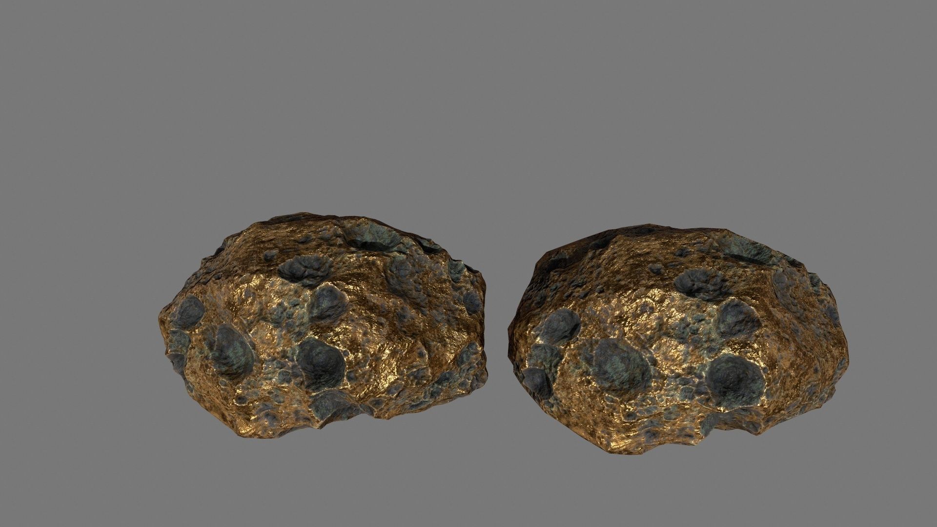 asteroid set gold ball Low-poly 3D model_25