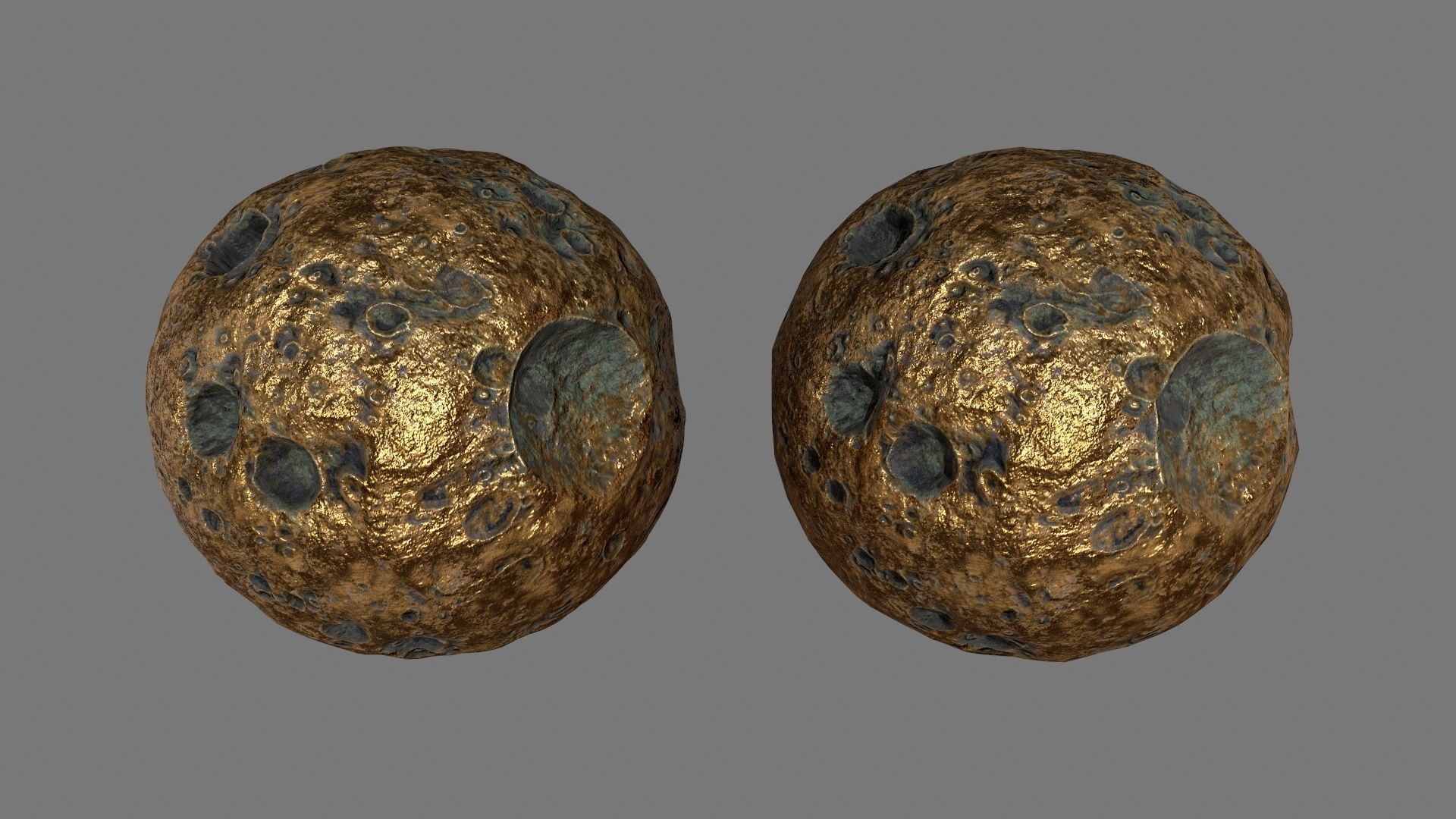 asteroid set gold ball Low-poly 3D model_32