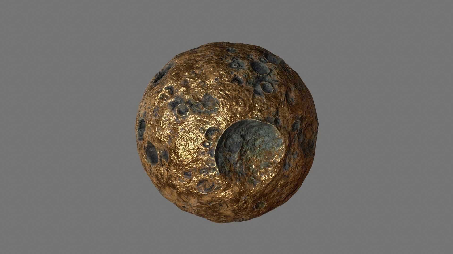 asteroid set gold ball Low-poly 3D model_13