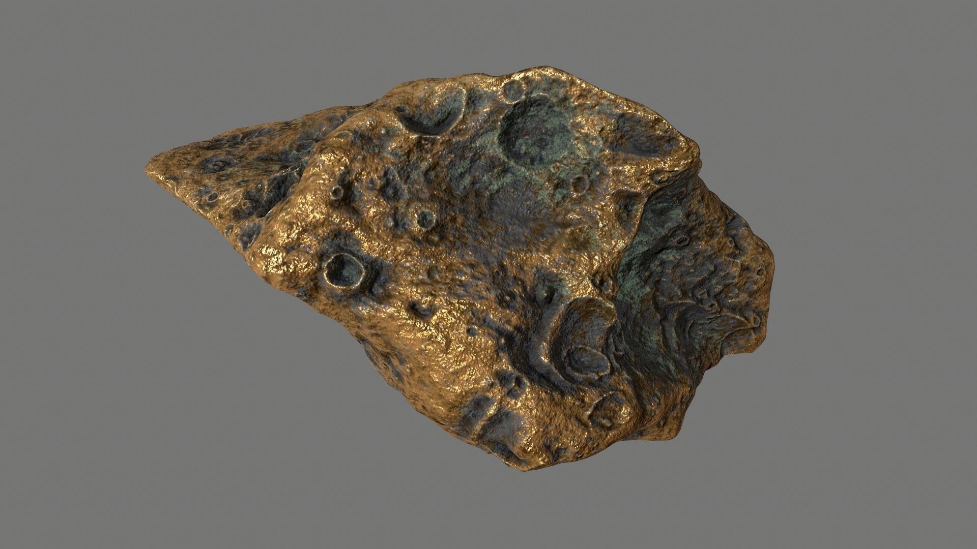 asteroid set gold ball Low-poly 3D model_6