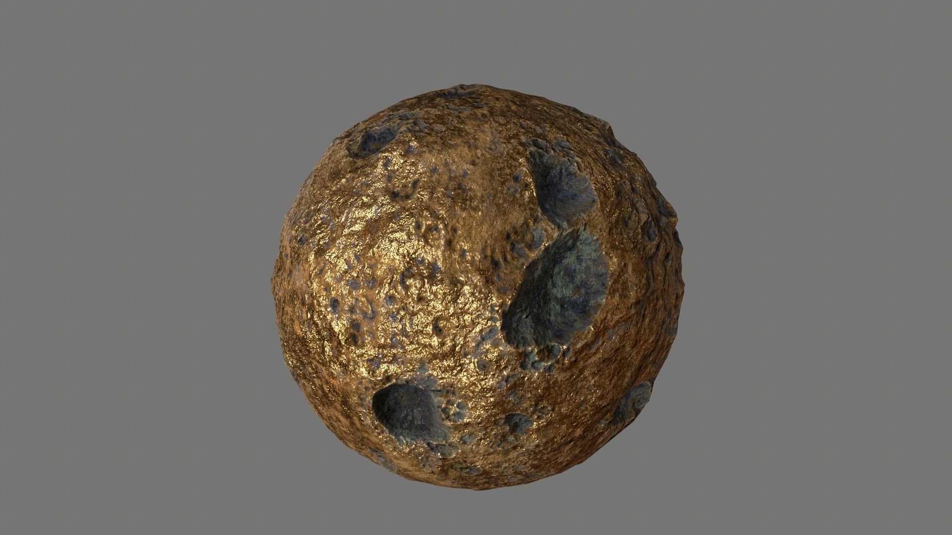 asteroid set gold ball Low-poly 3D model_12