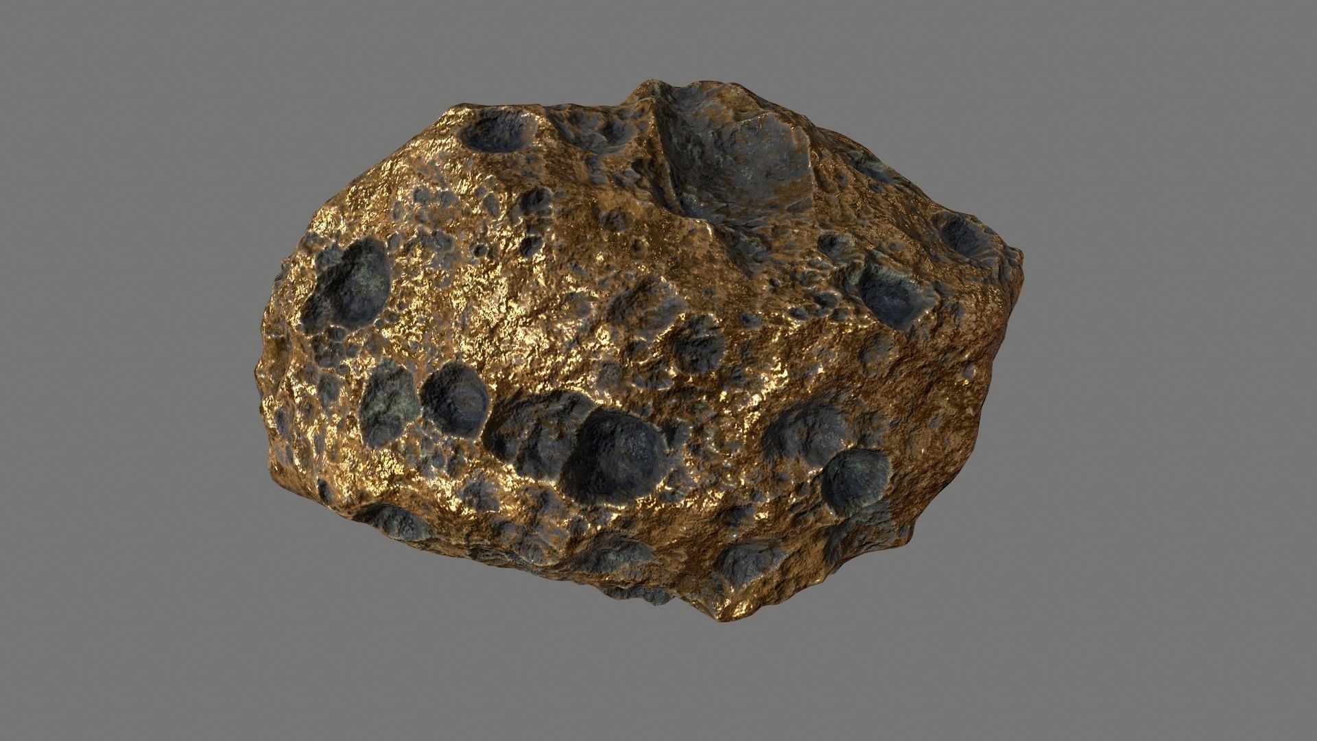 asteroid set gold ball Low-poly 3D model_4