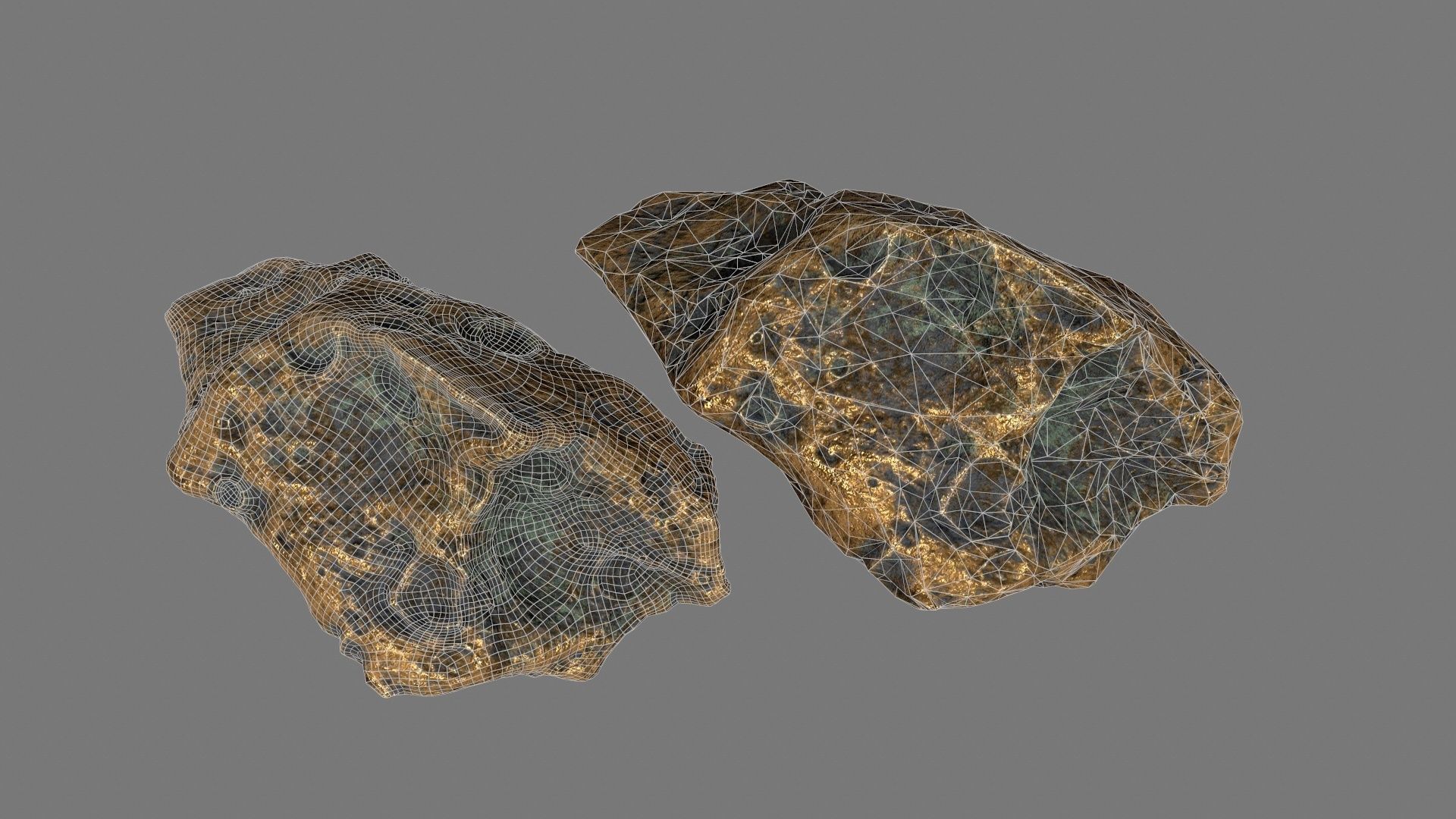 asteroid set gold ball Low-poly 3D model_24