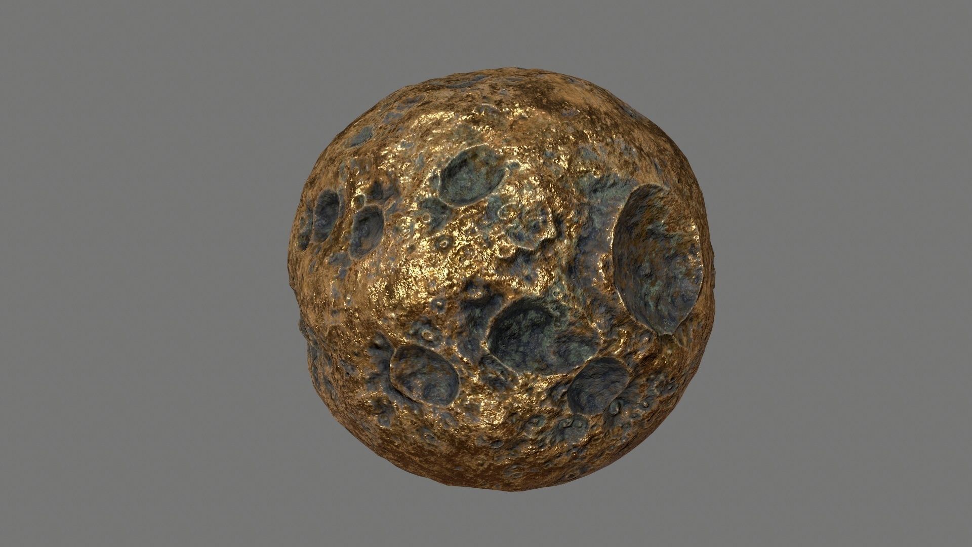 asteroid set gold ball Low-poly 3D model_9