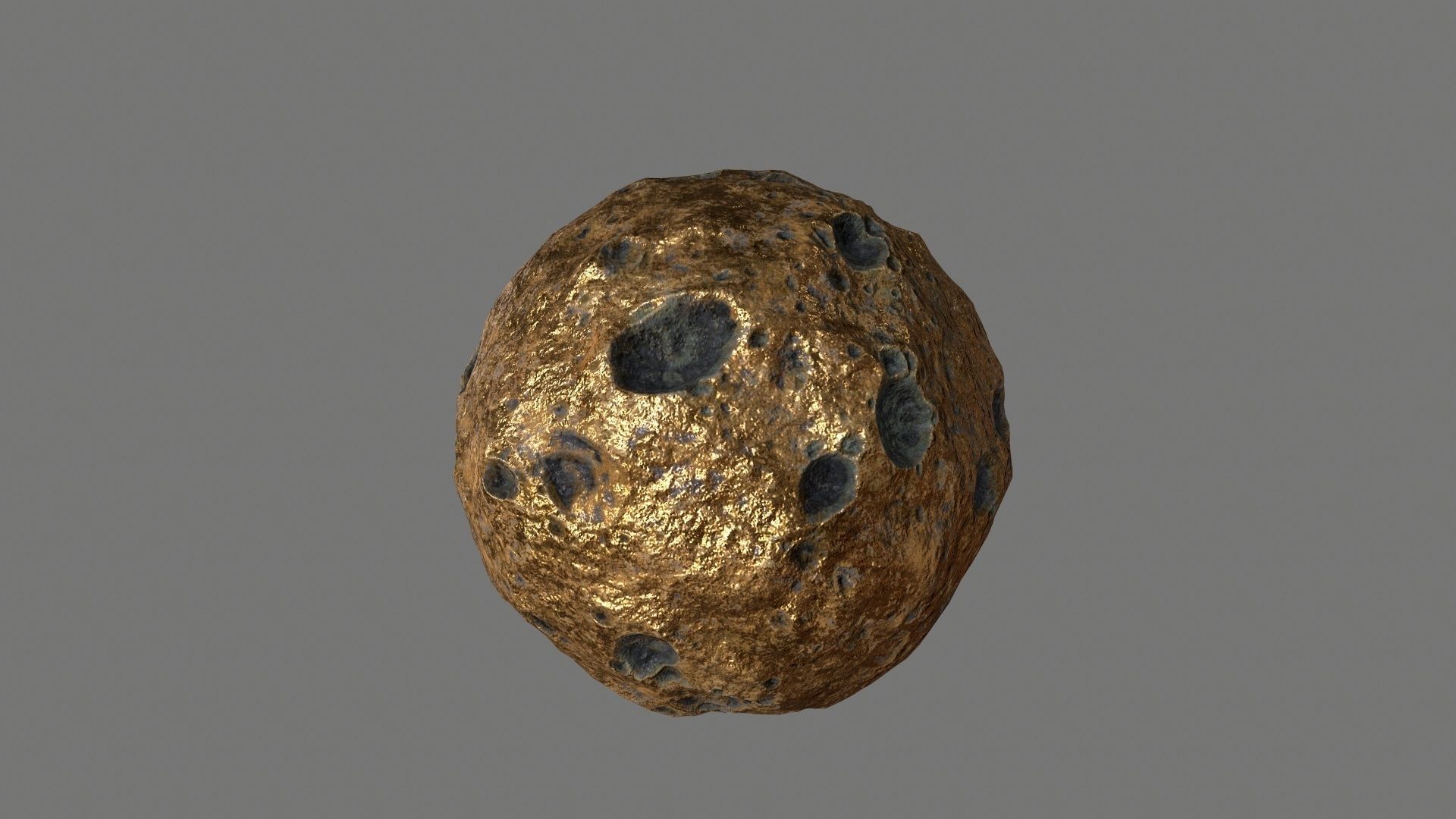 asteroid set gold ball Low-poly 3D model_11