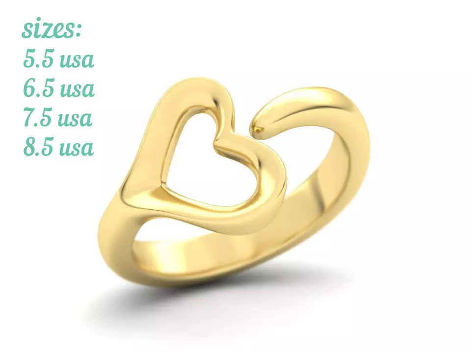 Open Heart Ring elegant design N0273 3D print model_0