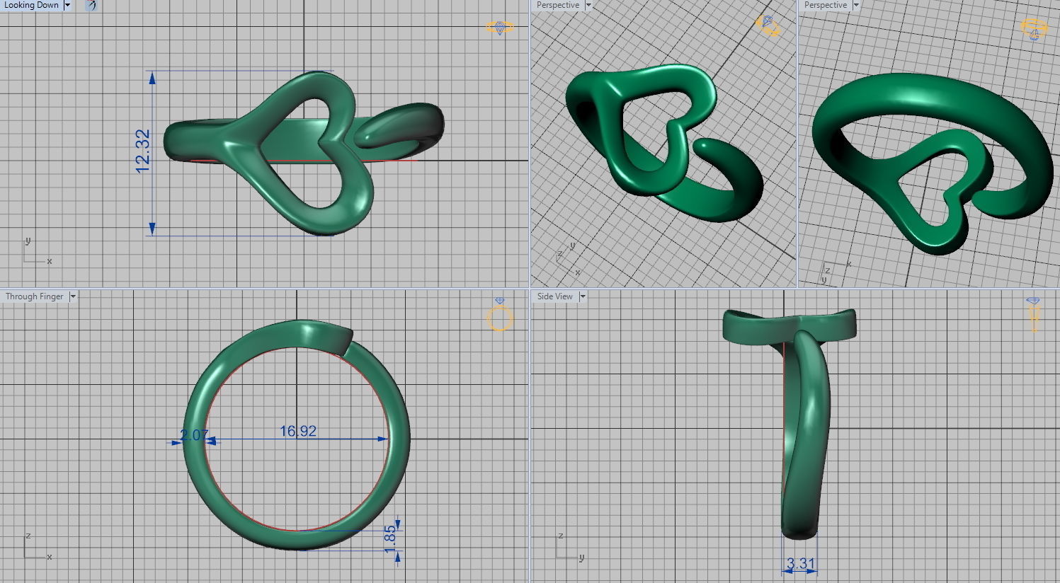 Open Heart Ring elegant design N0273 3D print model_4