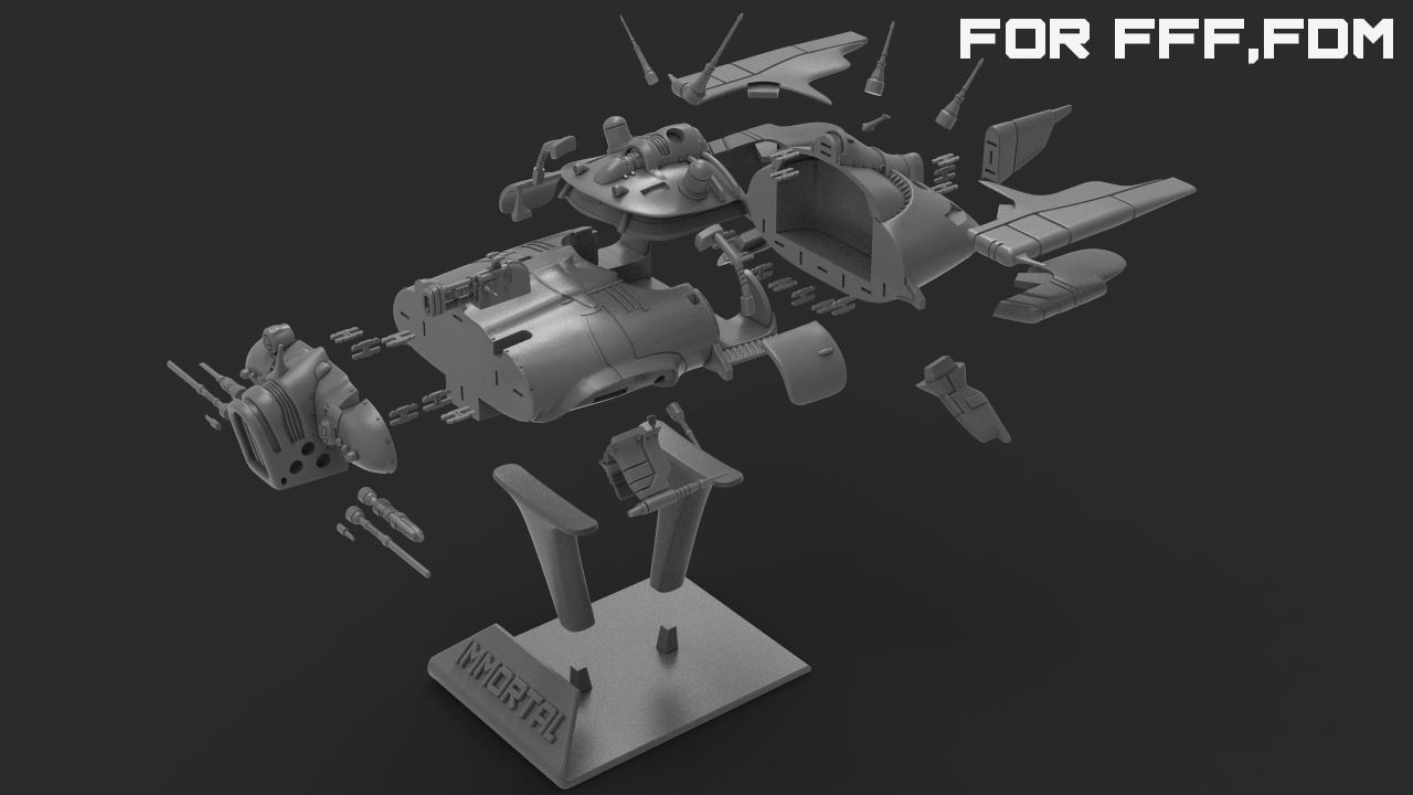 Immortal flying car for FDM printers 3D print model_3