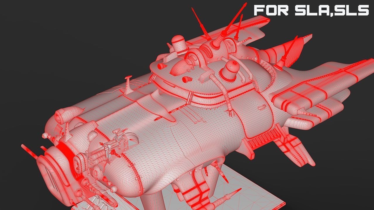 Immortal flying car for SLA and SLS printers 3D print model_3