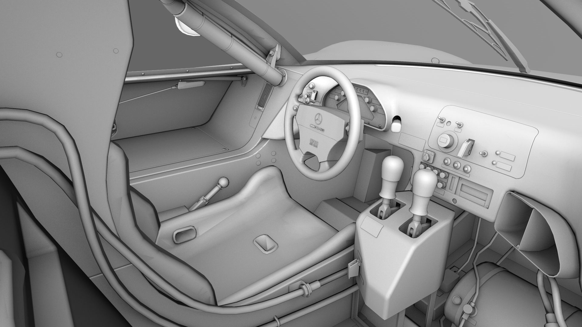 AMG Mercedes CLK 1998 1999 GT3 Low-poly 3D model_11