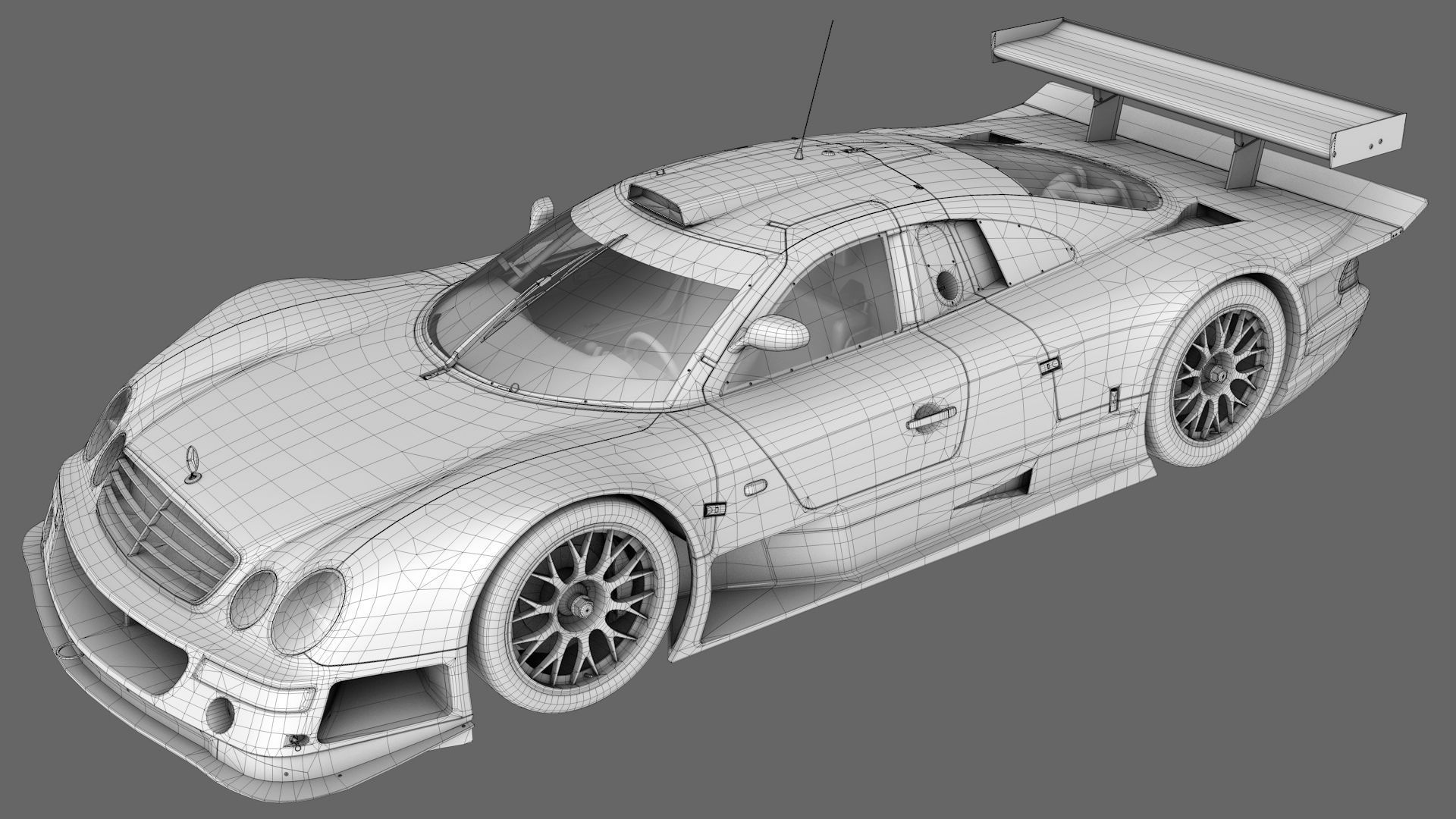 AMG Mercedes CLK 1998 1999 GT3 Low-poly 3D model_8
