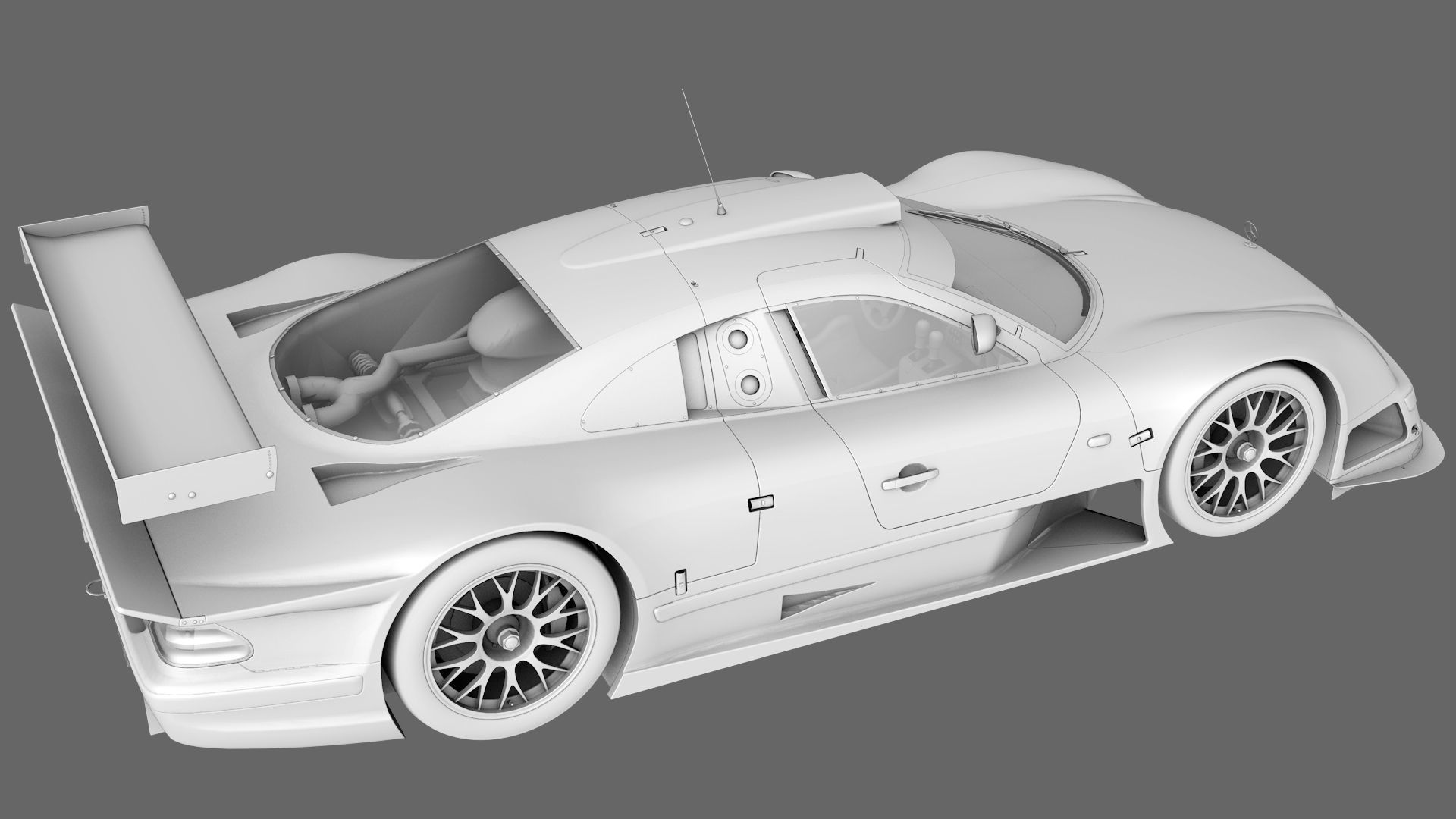 AMG Mercedes CLK 1998 1999 GT3 Low-poly 3D model_5