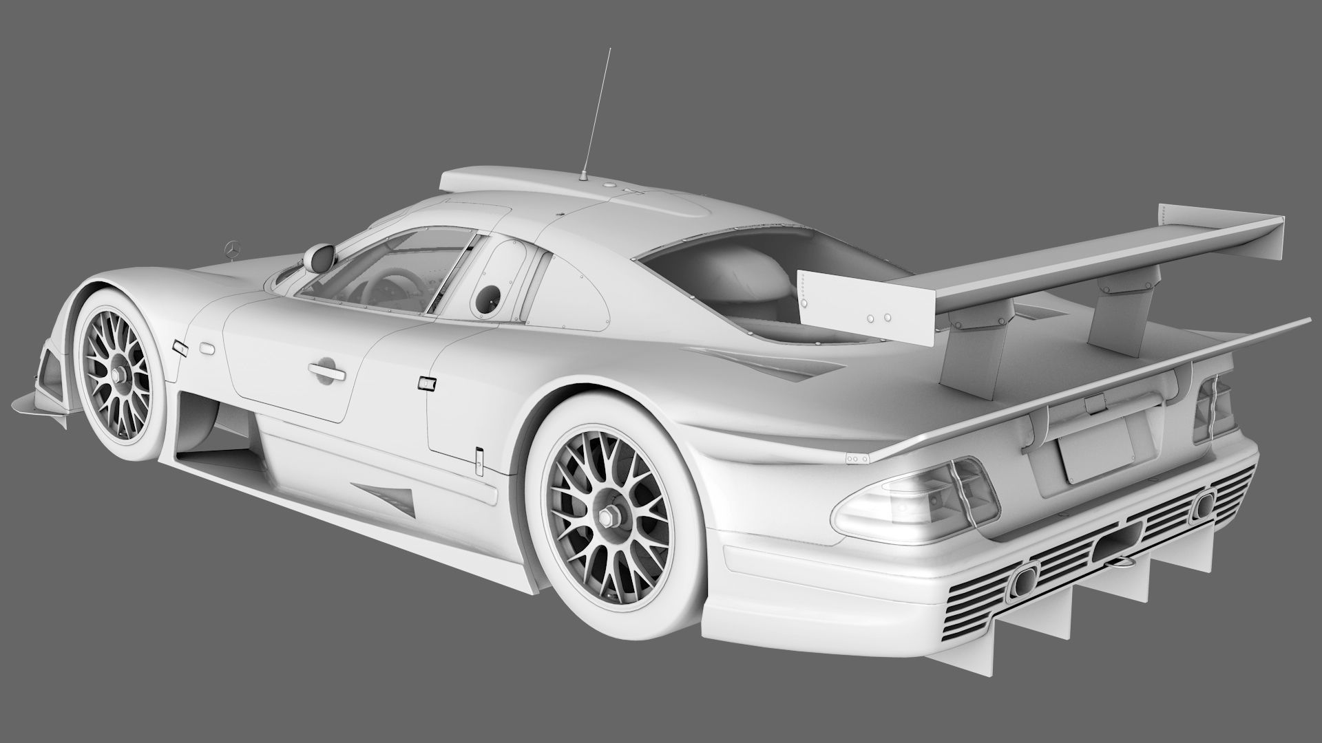 AMG Mercedes CLK 1998 1999 GT3 Low-poly 3D model_4
