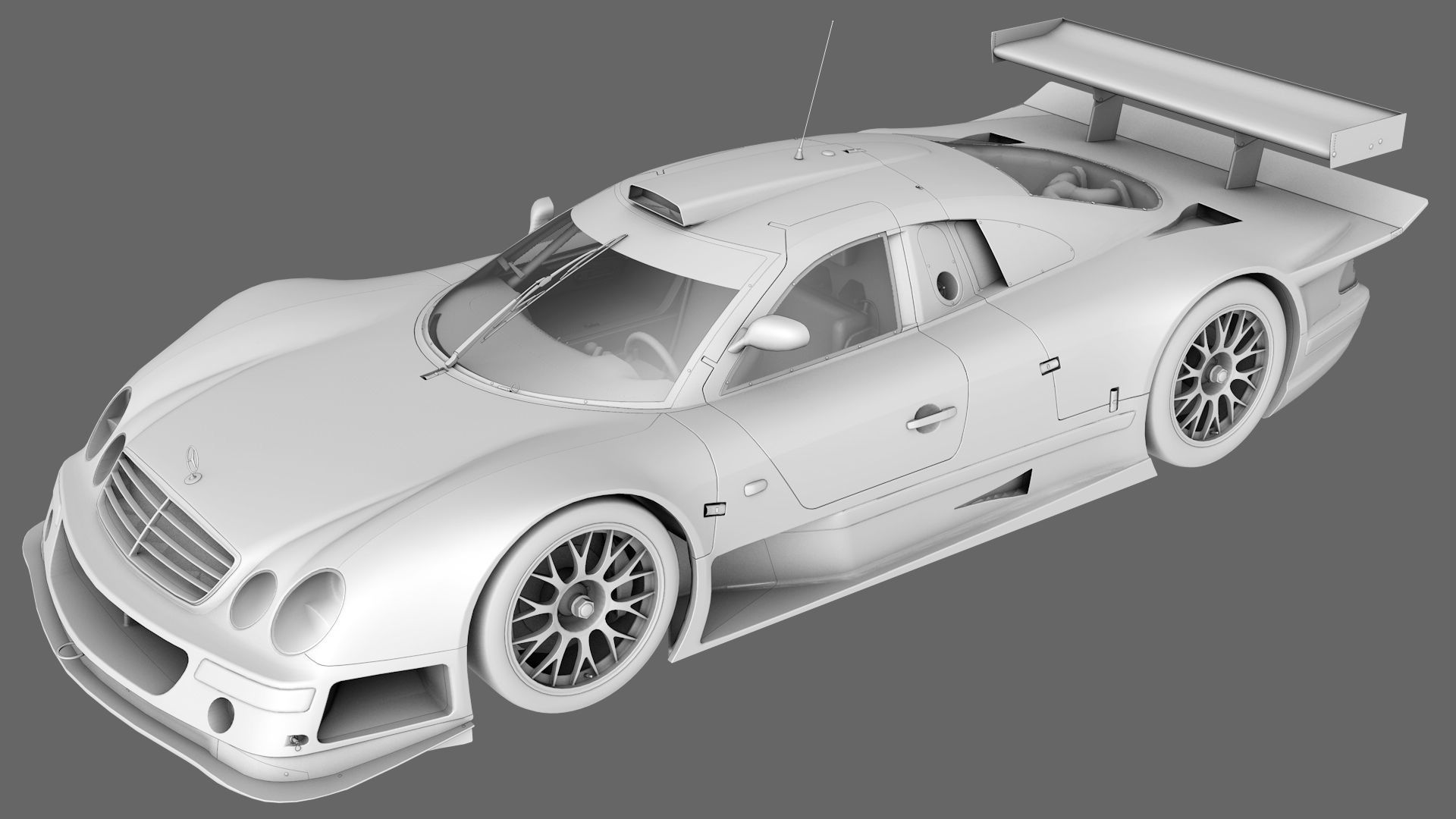 AMG Mercedes CLK 1998 1999 GT3 Low-poly 3D model_7