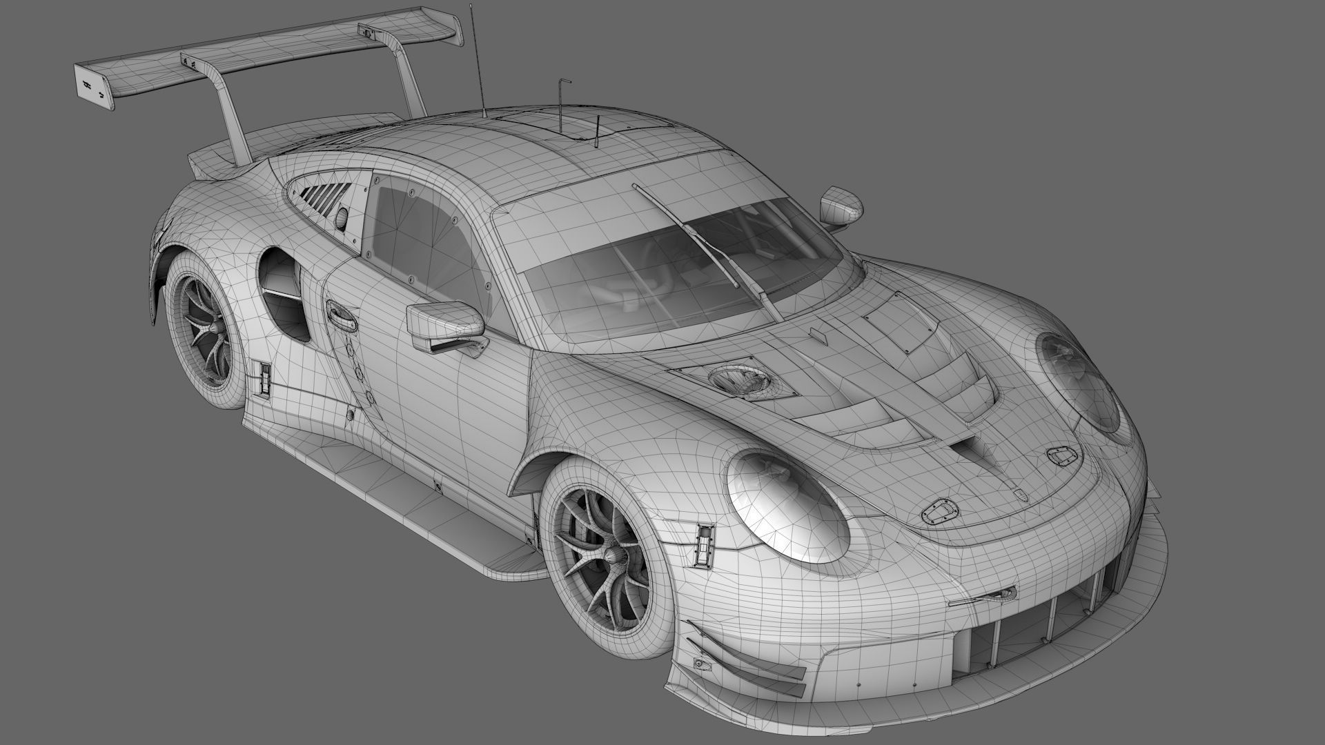 Porsche 911 RSR 2017 Low-poly 3D model_6