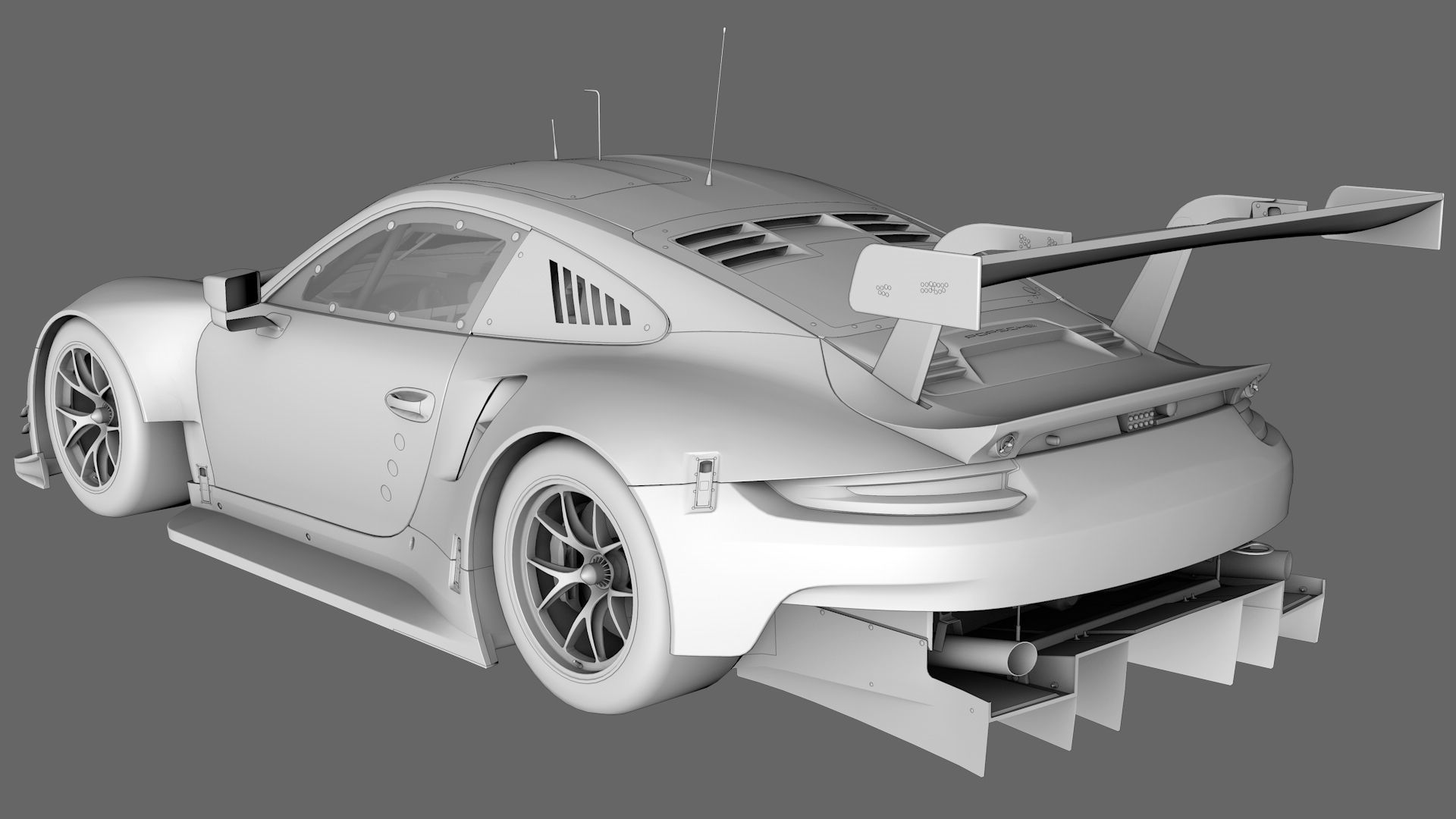 Porsche 911 RSR 2017 Low-poly 3D model_7