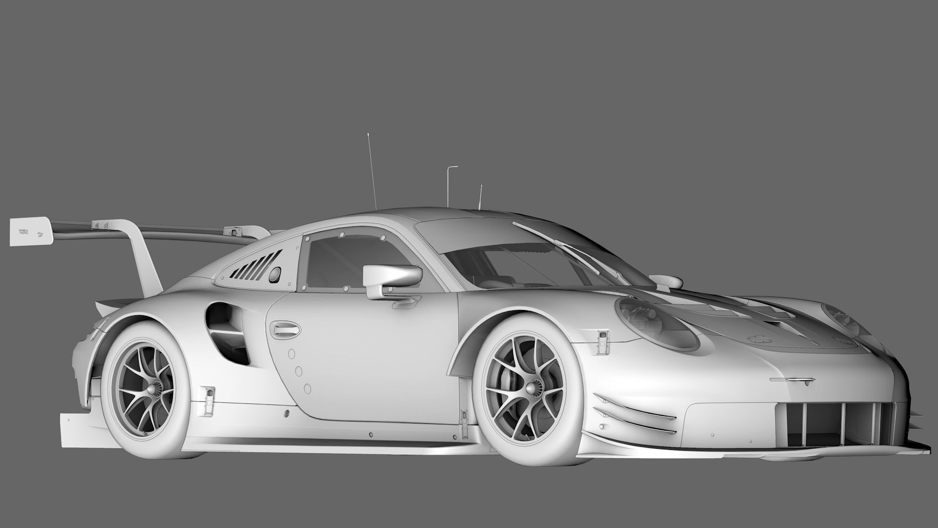 Porsche 911 RSR 2017 Low-poly 3D model_1