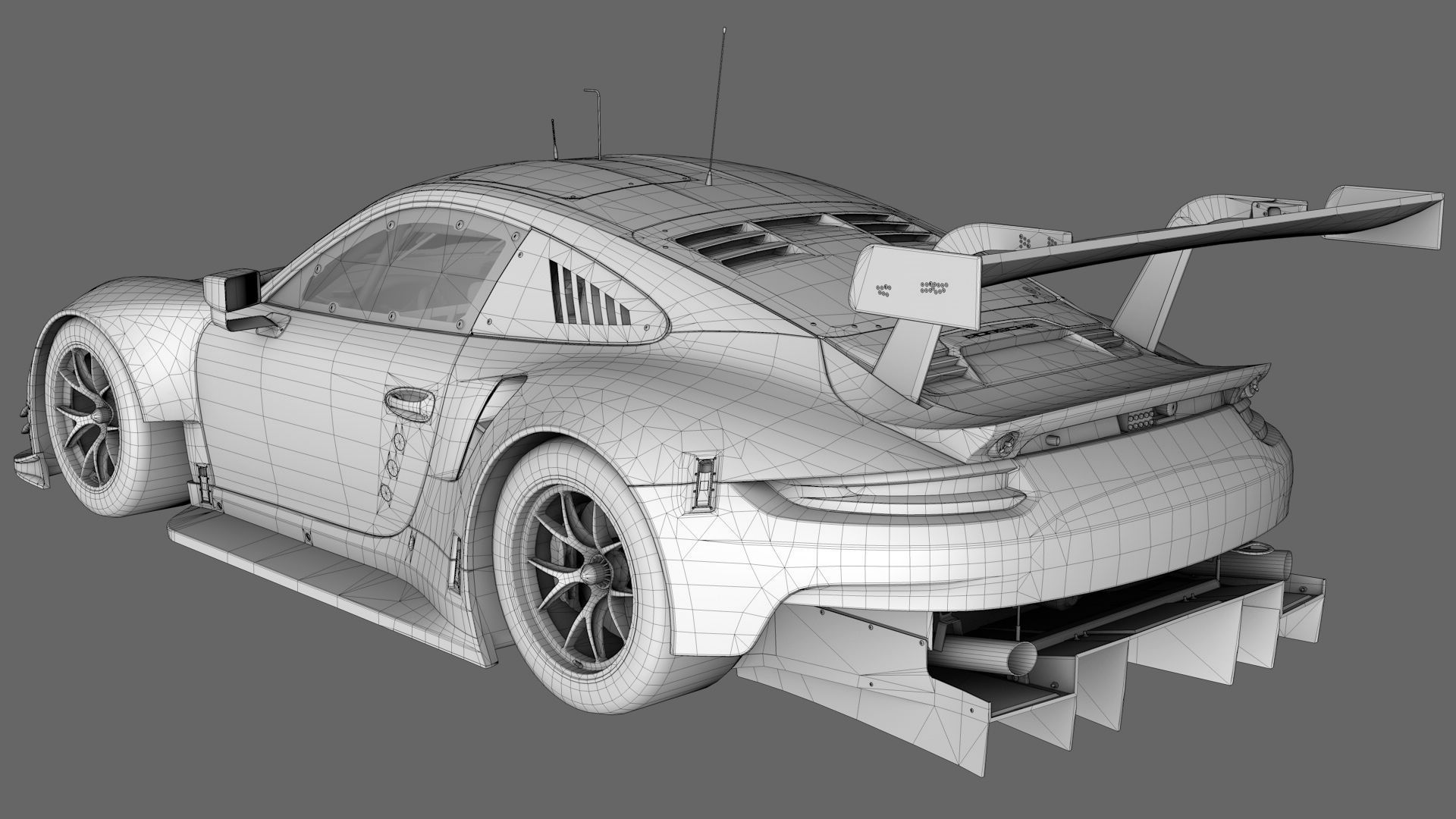 Porsche 911 RSR 2017 Low-poly 3D model_8