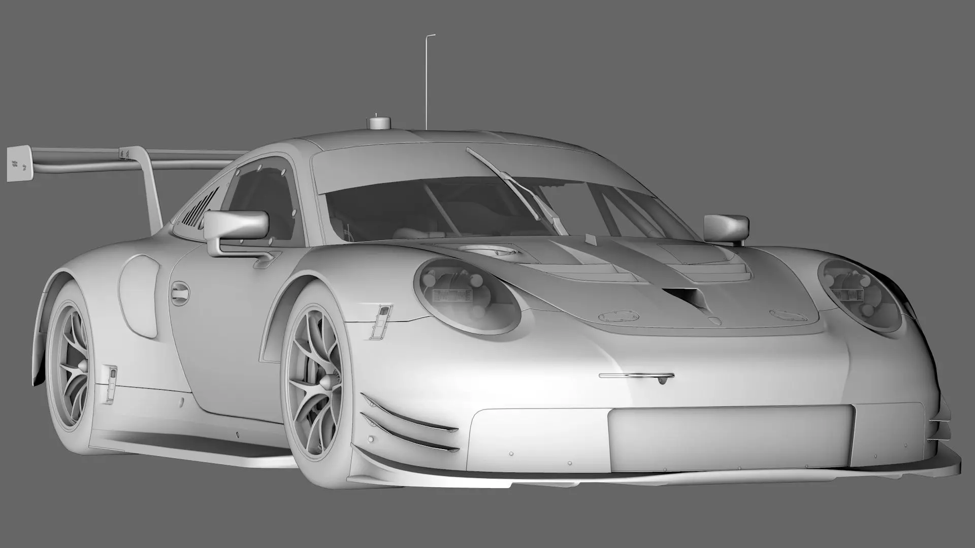 Porsche 911 RSR 2017 Low-poly 3D model_0