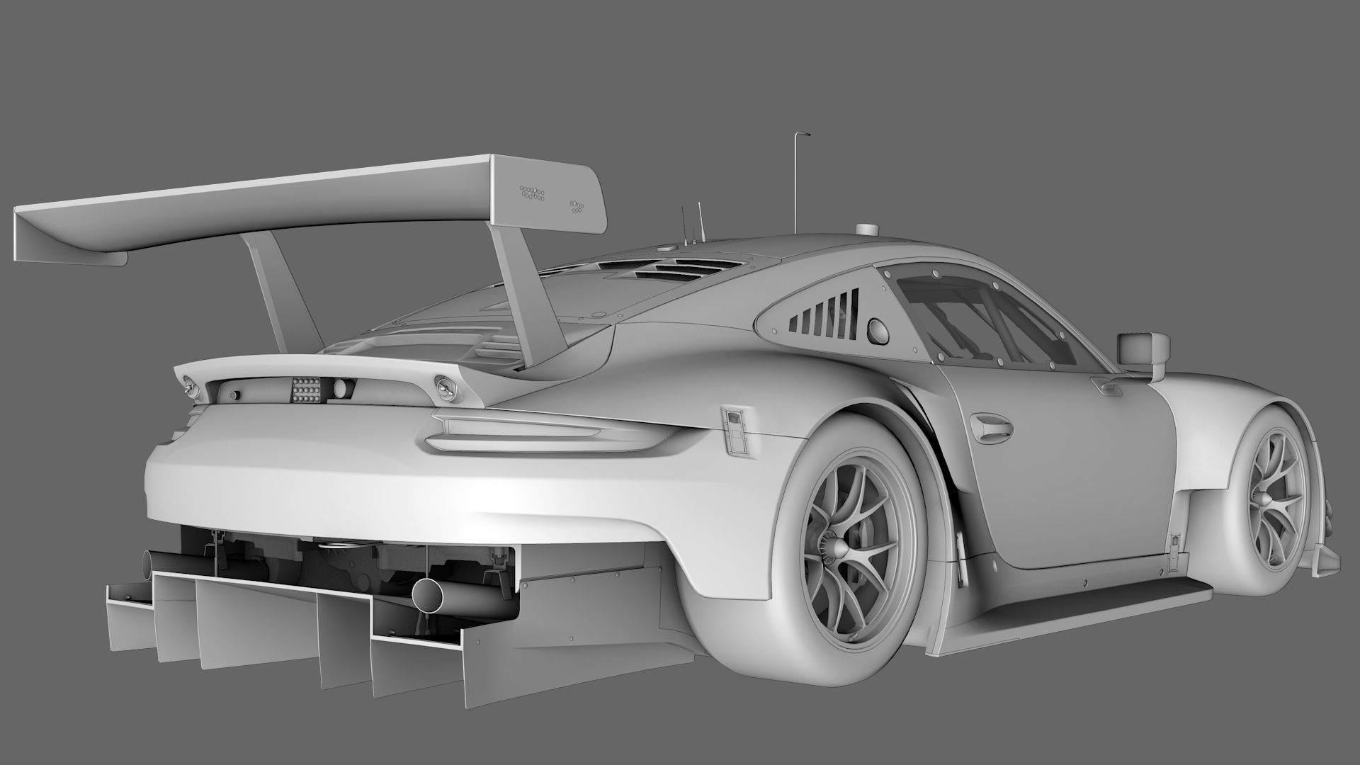 Porsche 911 RSR 2017 Low-poly 3D model_3