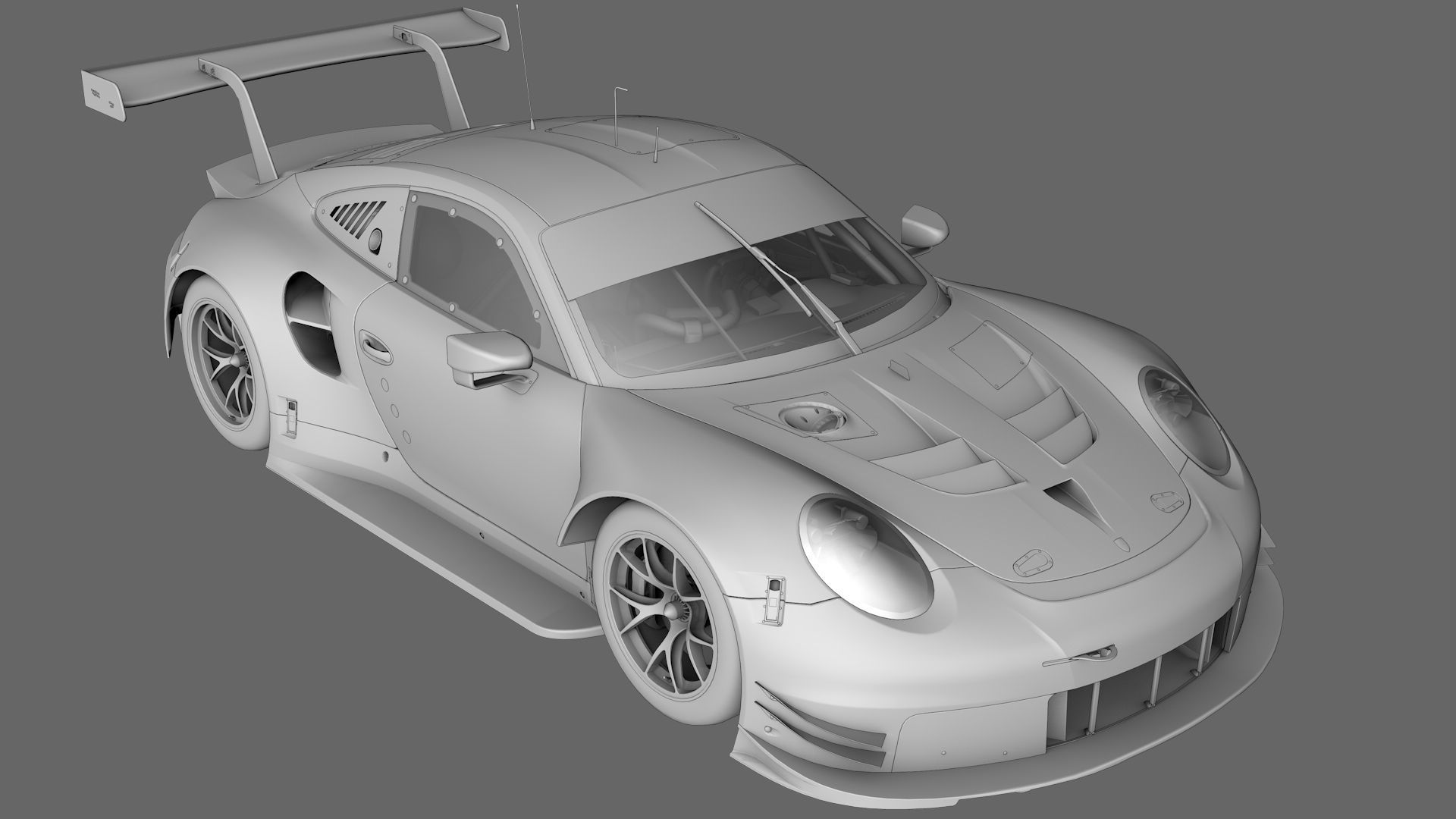 Porsche 911 RSR 2017 Low-poly 3D model_5