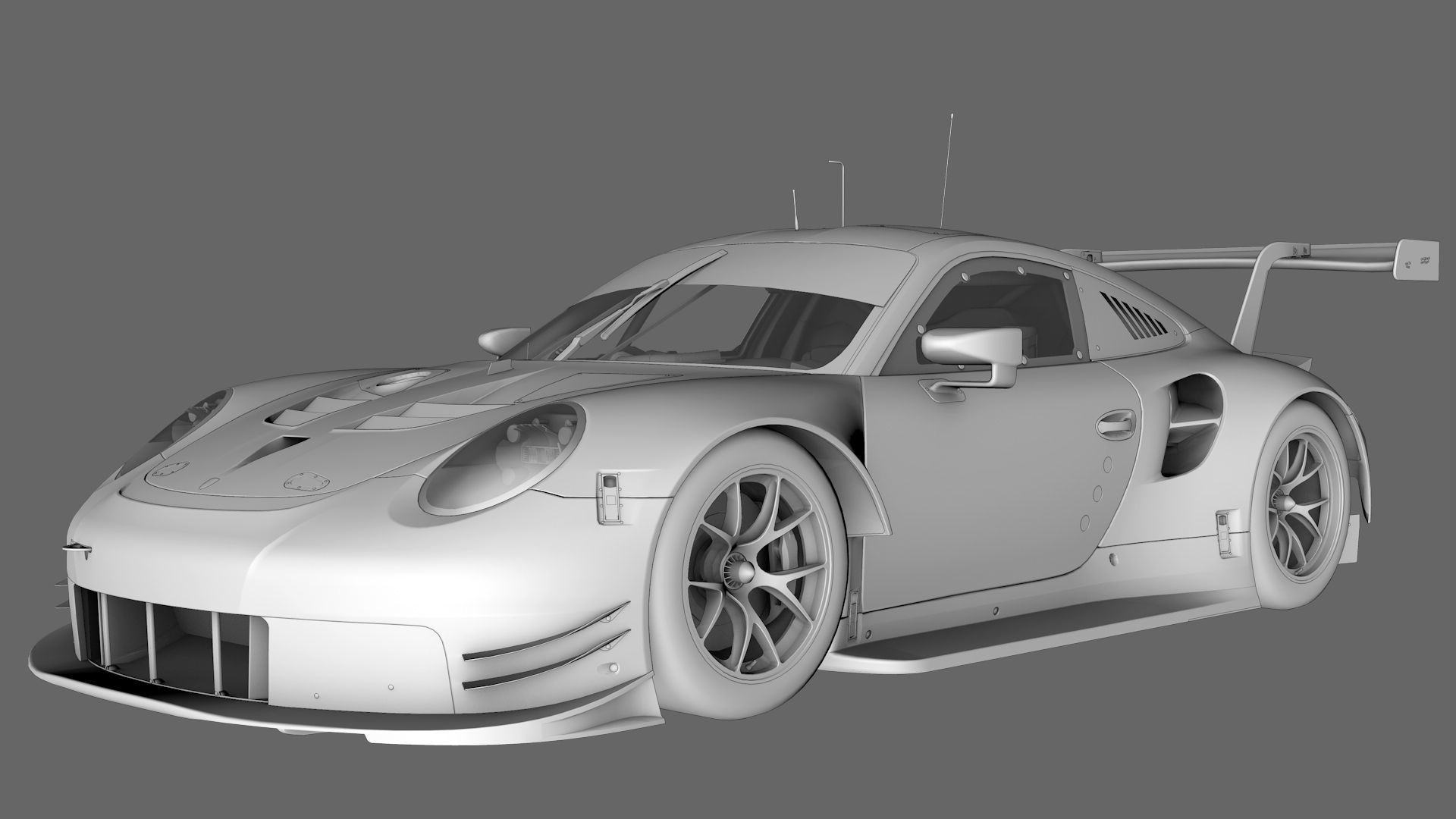 Porsche 911 RSR 2017 Low-poly 3D model_2