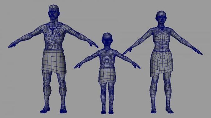 Maya model ancient primitive man 3D model