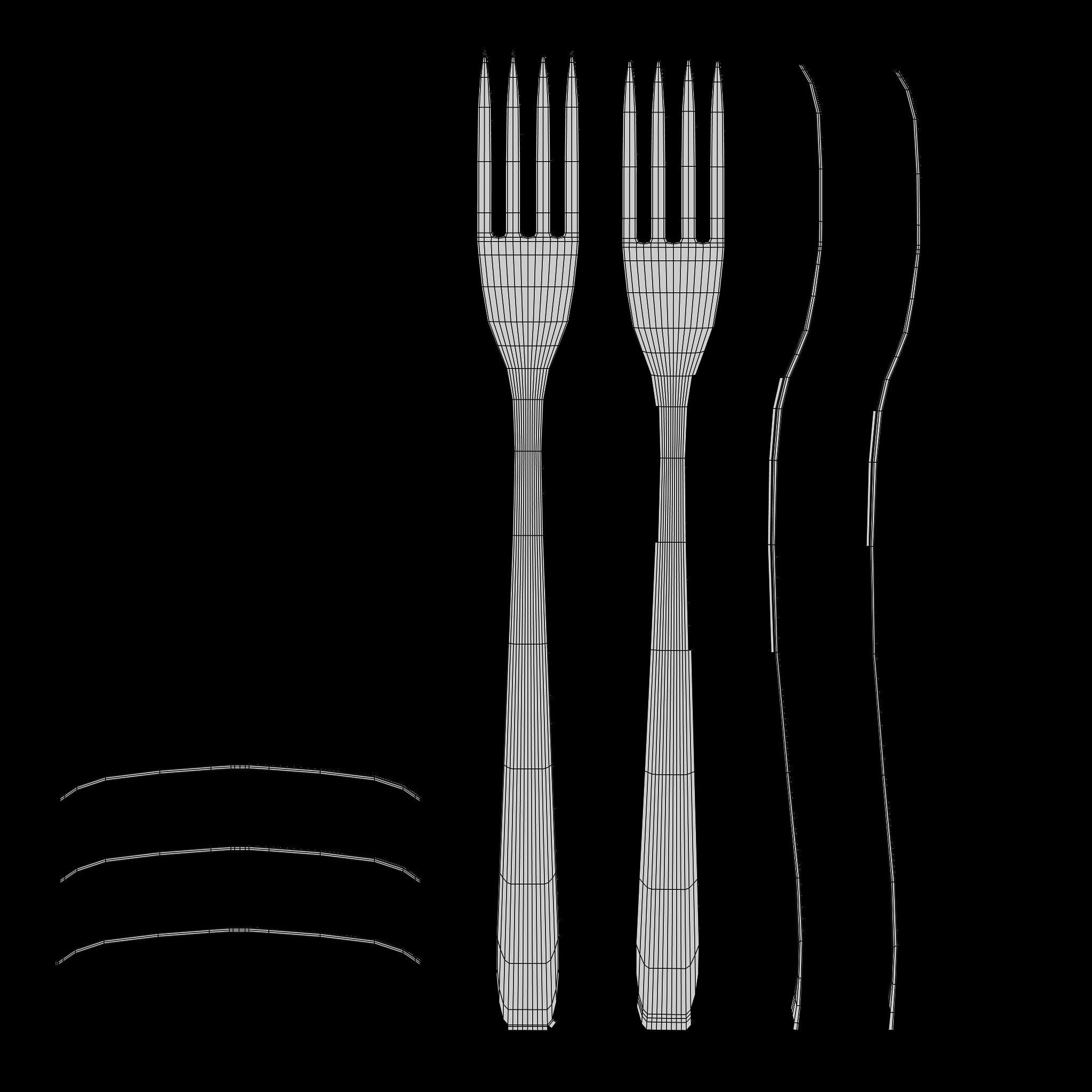 Restaurant Silverware Set Low-poly 3D model_36