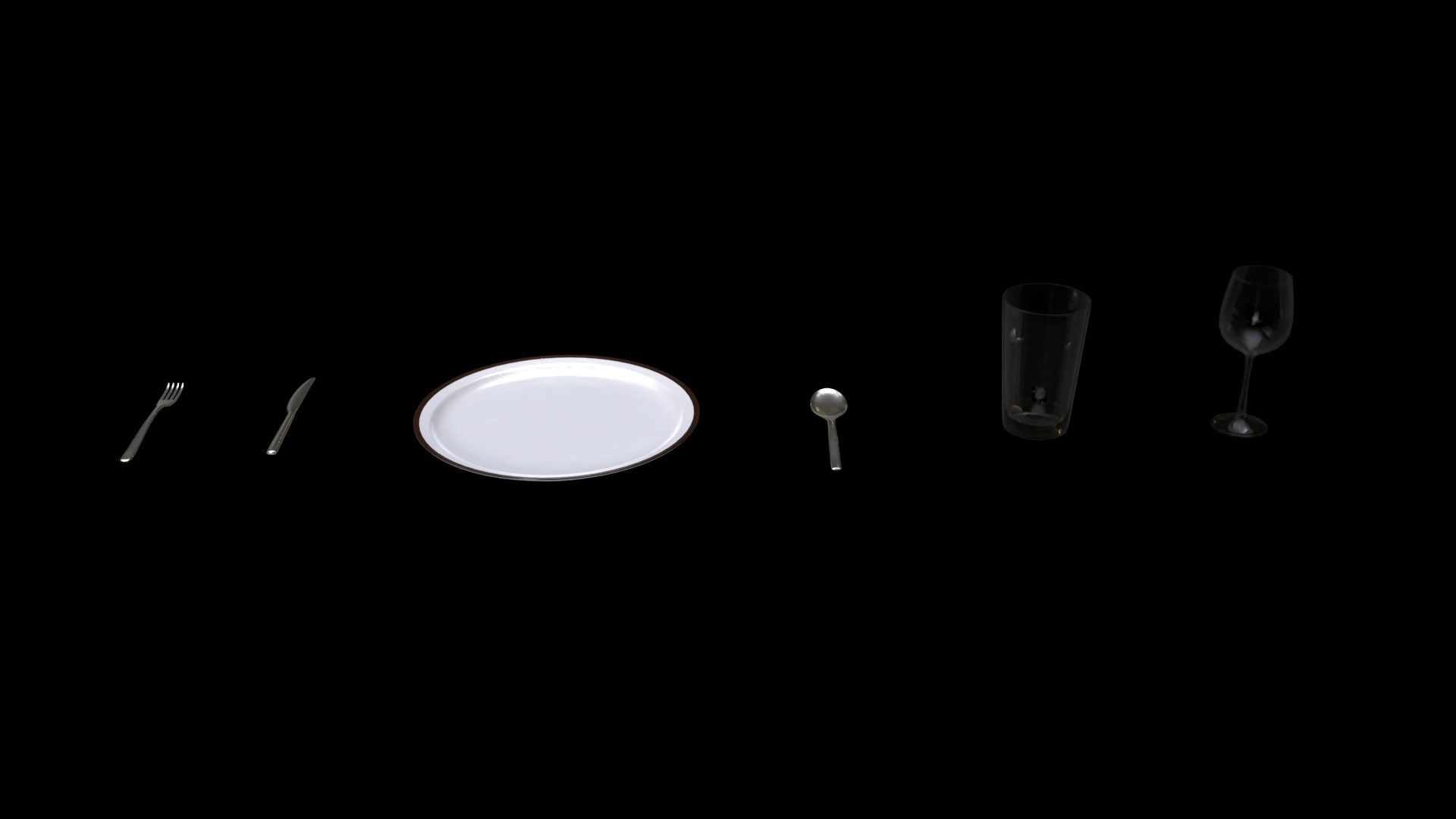 Restaurant Silverware Set Low-poly 3D model_2