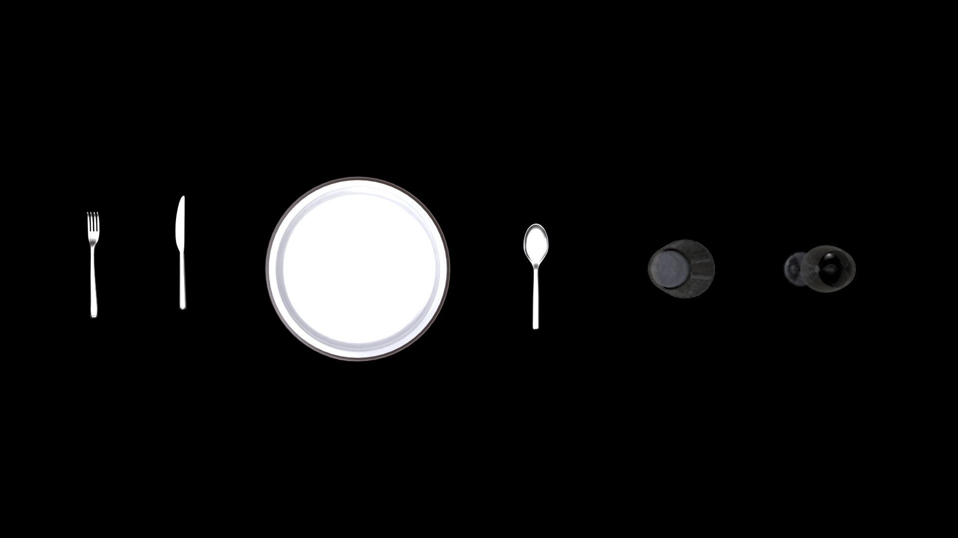 Restaurant Silverware Set Low-poly 3D model_4