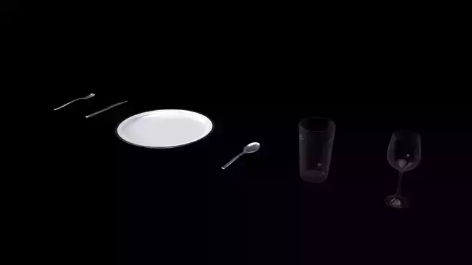 Restaurant Silverware Set Low-poly 3D model