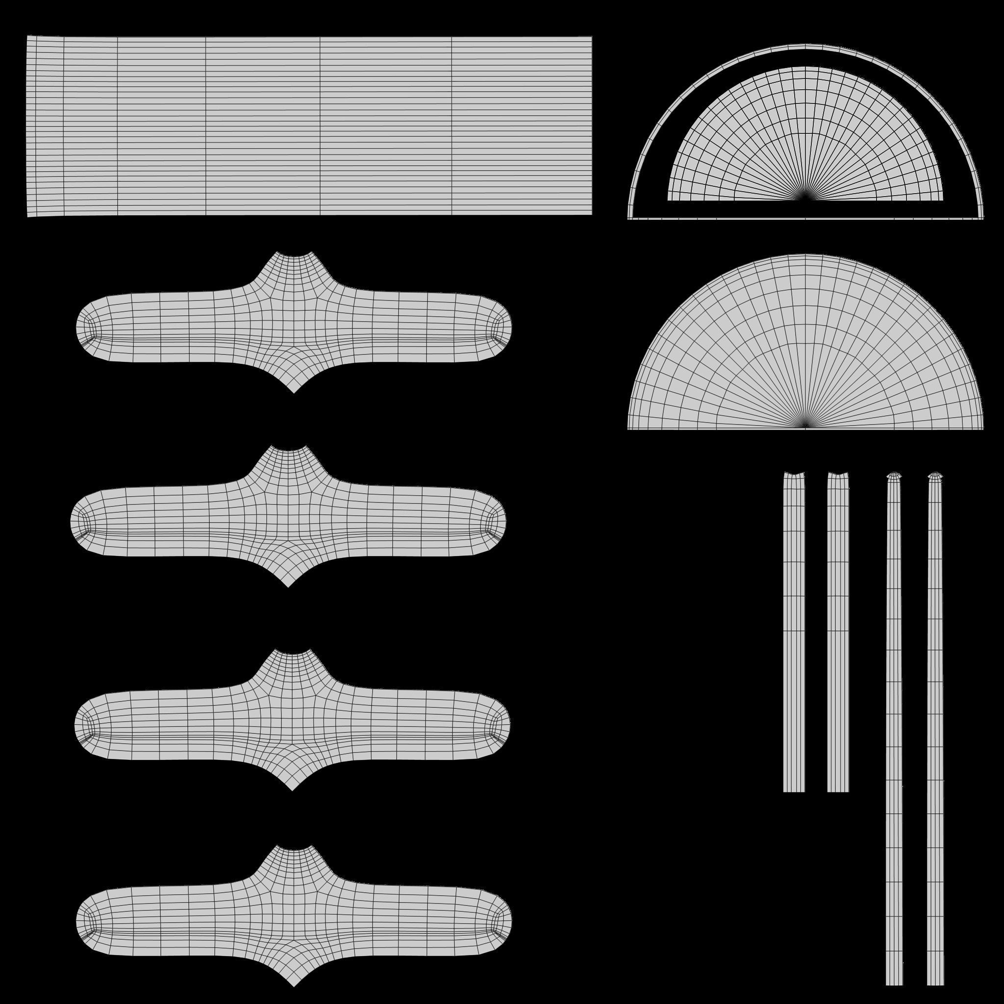 Restaurant Semi Circle Table Low-poly 3D model_11