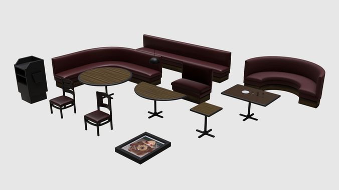 Restaurant Asset Pack Low-poly 3D model