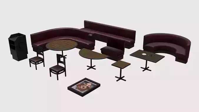 Restaurant Asset Pack Low-poly 3D model