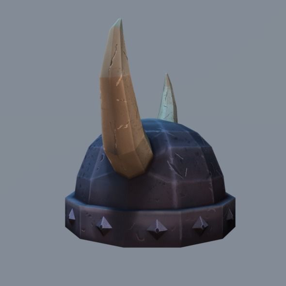 Helmet Low poly with horns Low-poly 3D model_2