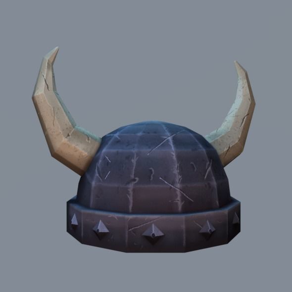 Helmet Low poly with horns Low-poly 3D model_4