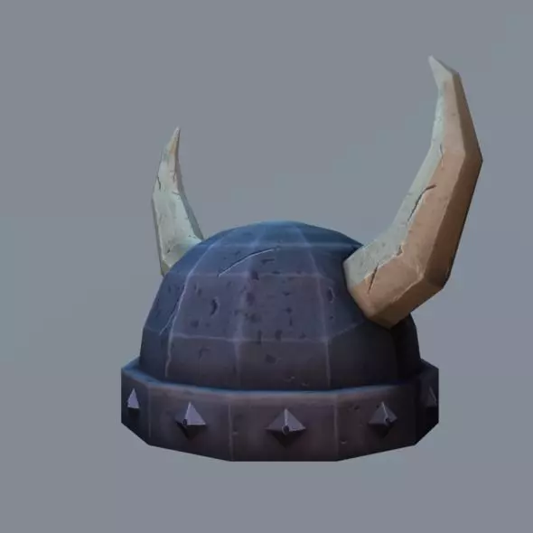 Helmet Low poly with horns Low-poly 3D model_0