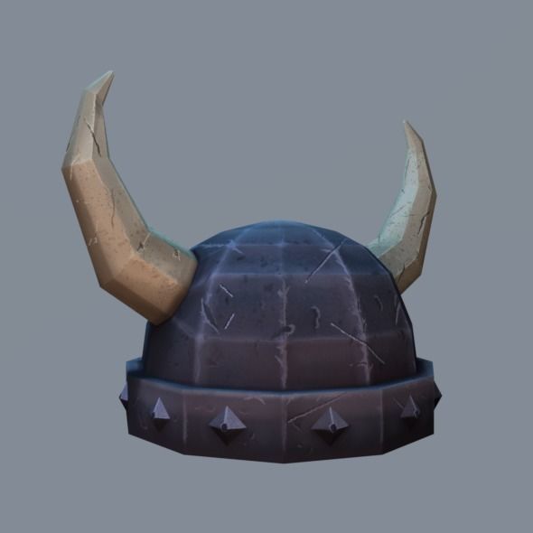 Helmet Low poly with horns Low-poly 3D model_5