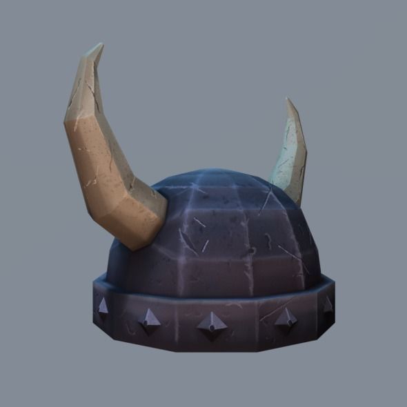 Helmet Low poly with horns Low-poly 3D model_7
