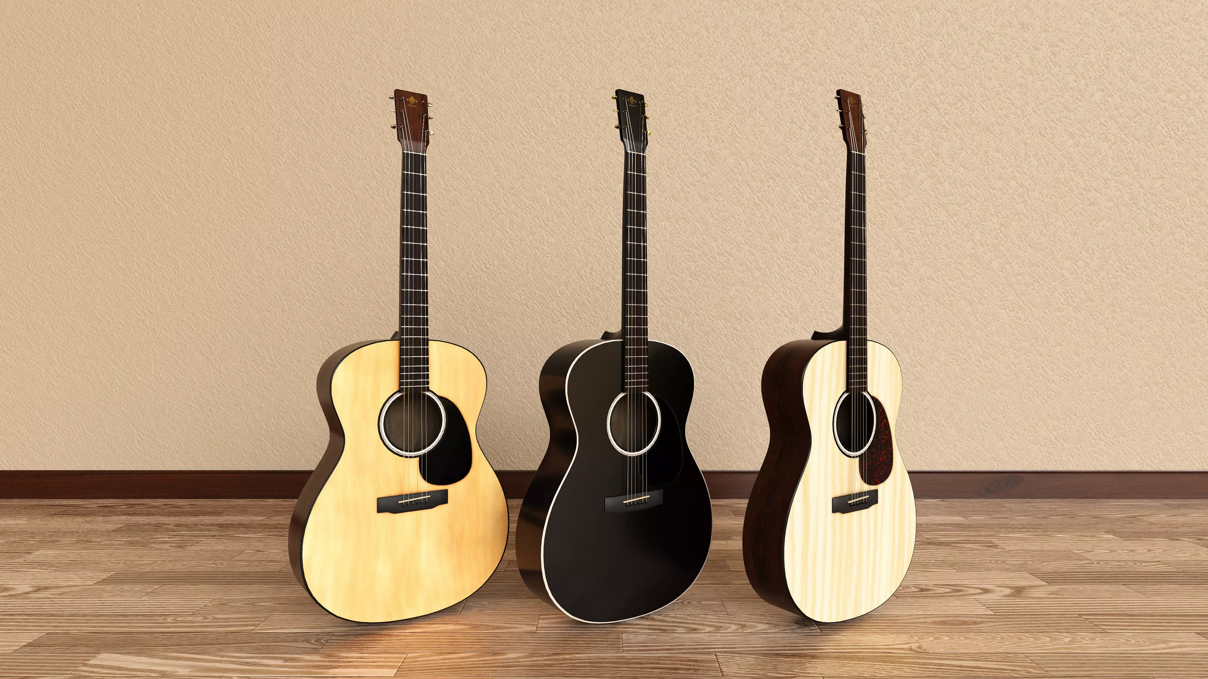 Acoustic Guitars Low-poly 3D model
