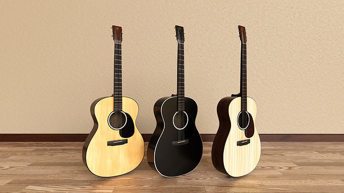 Acoustic Guitars Low-poly 3D model