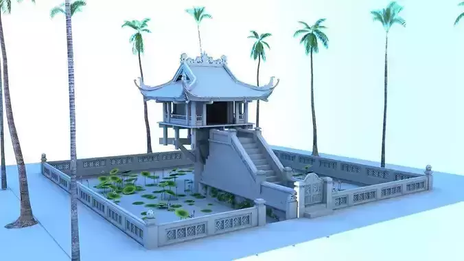 One Pillar Pagoda HaNoi Vietnamese  3D model