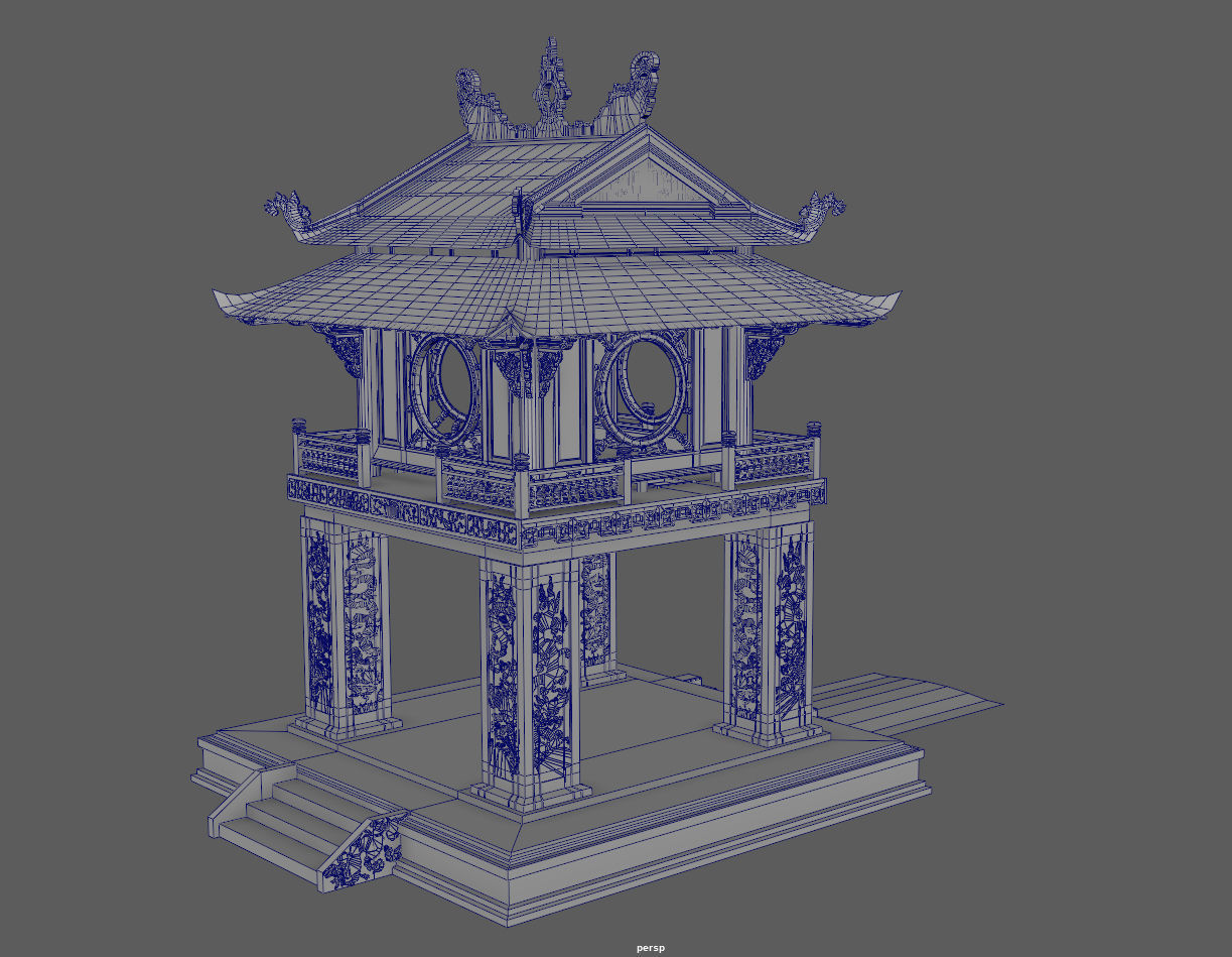 constellation of literature pavilion of vietnamese 3D model_6