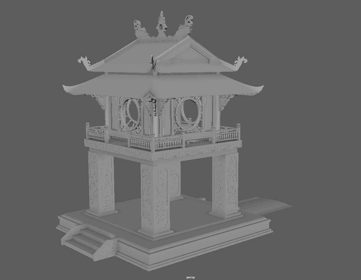 constellation of literature pavilion of vietnamese 3D model_2