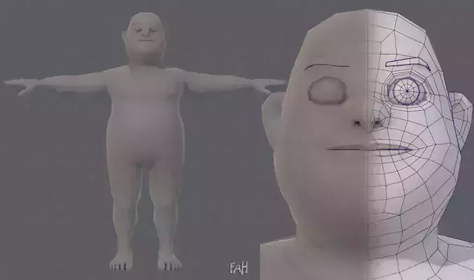 Base mesh man character V05 Low-poly 3D model