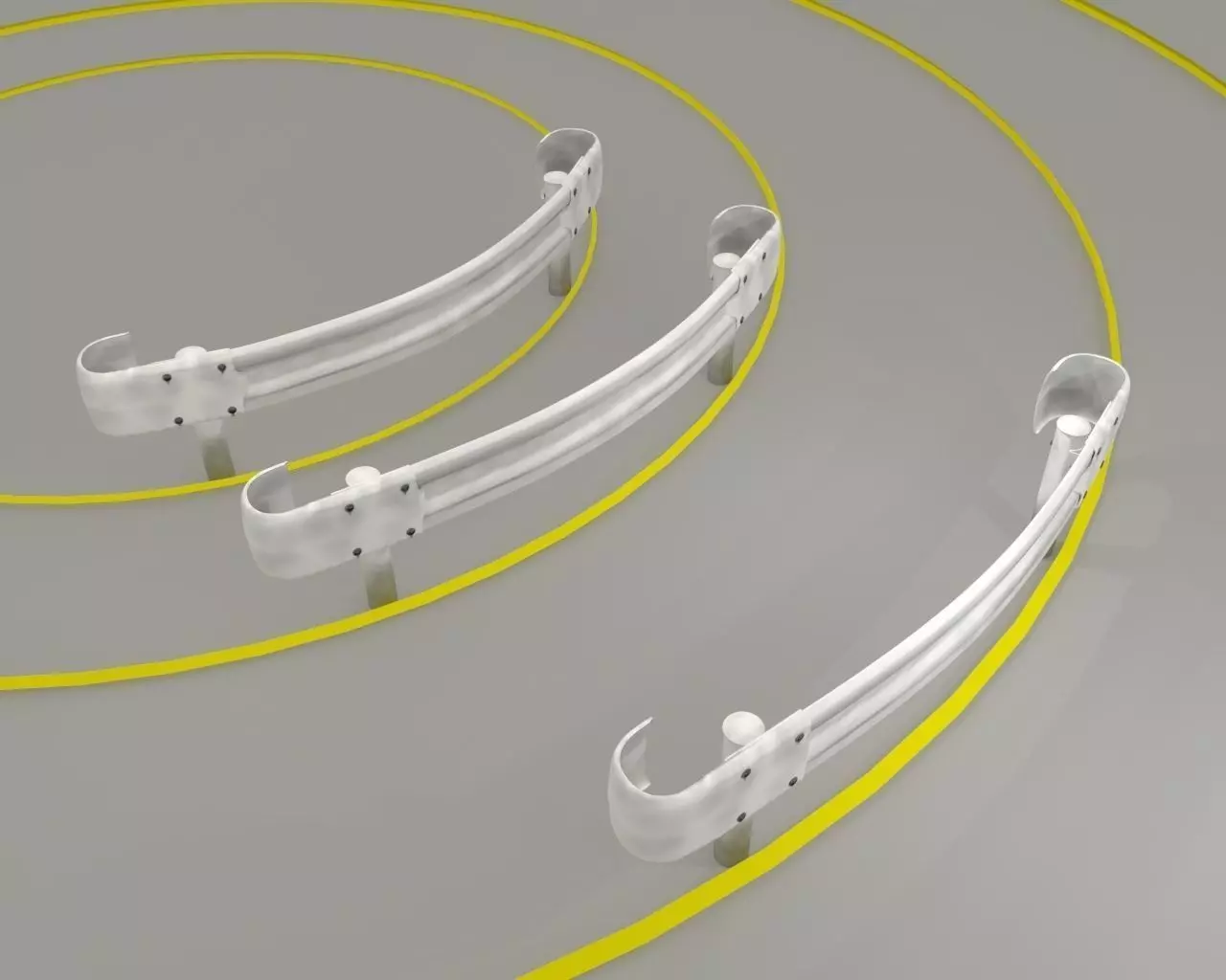 Guardrail - Japanese curved and dirty - high poly 3D model_0