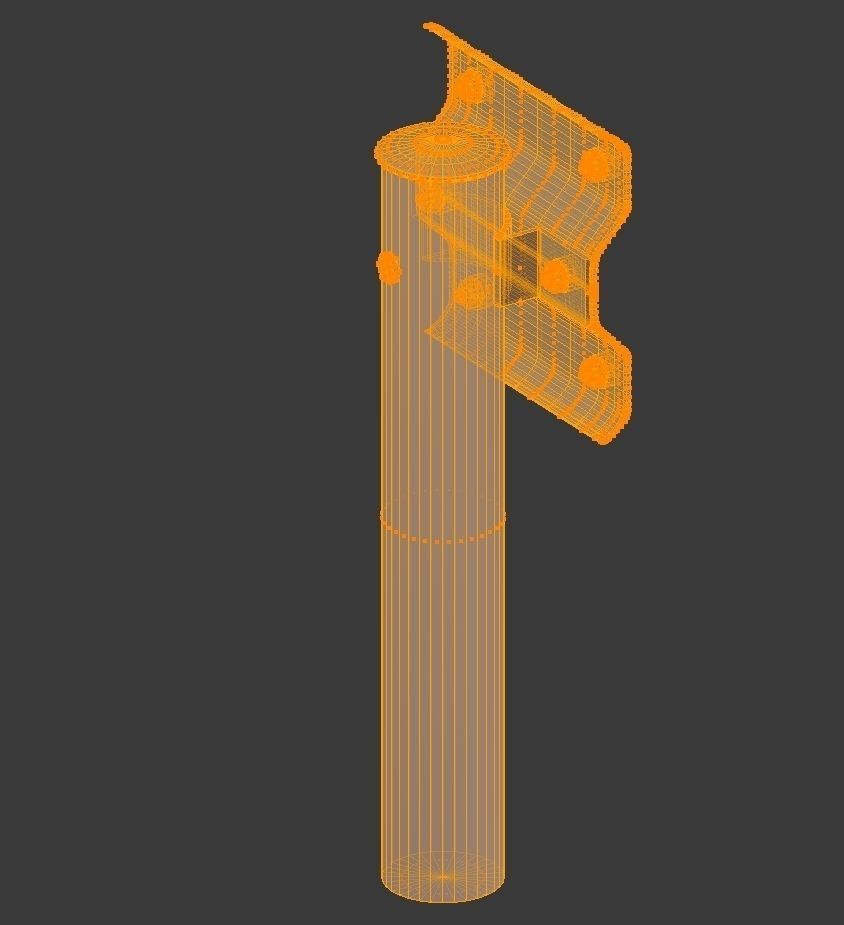 Guardrail - Japanese curved and dirty - high poly 3D model_5