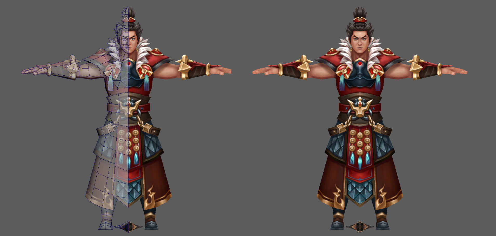 Character game three kingdom Low-poly 3D model_3